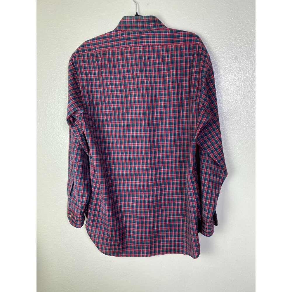 Pendleton 100% Pure Virgil Wool Mens Red Green Plaid Button Up Shirt Size Medium - Picture 2 of 13
